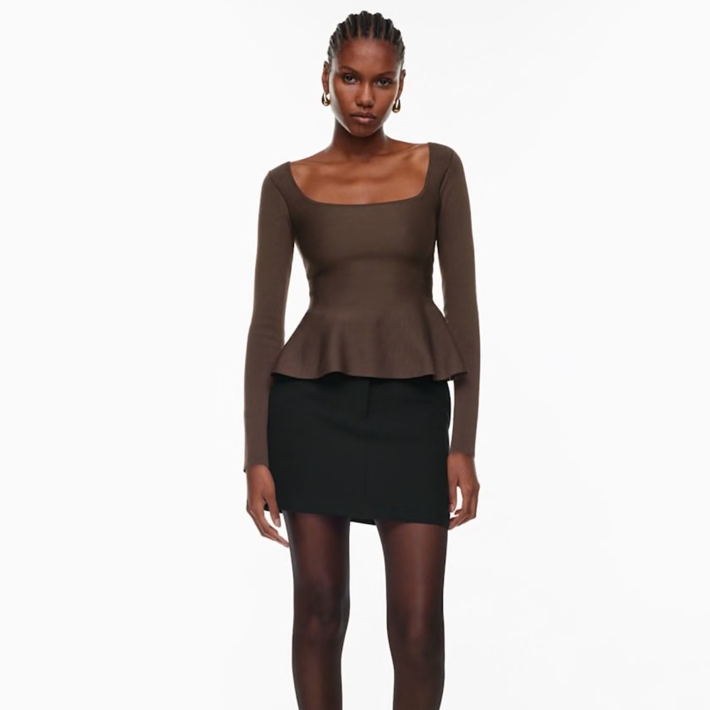 ARITZIA White Sculpt Knit Peplum Sweater - Picture 2 of 8